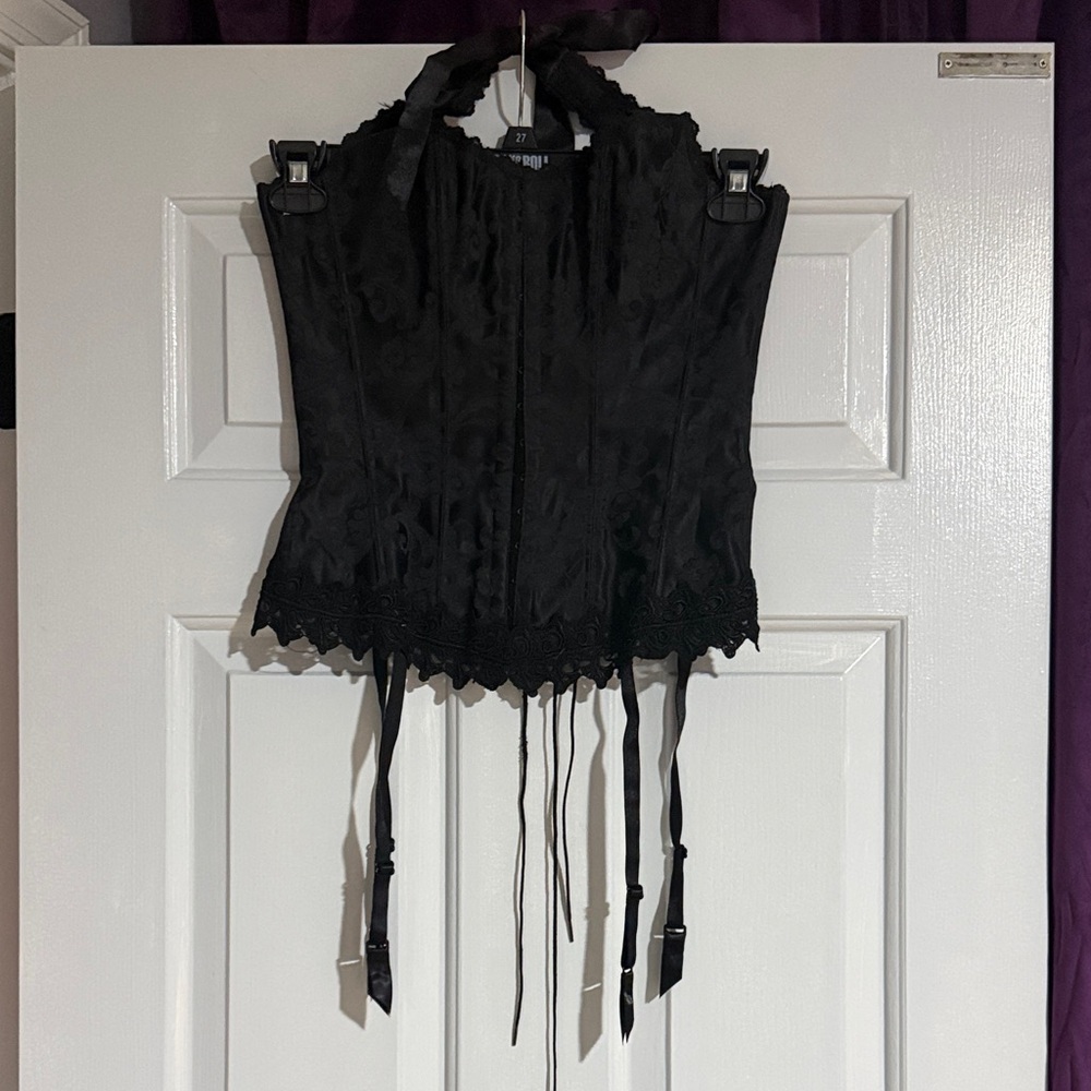 Frederick's of Hollywood Black Lace Corset Top